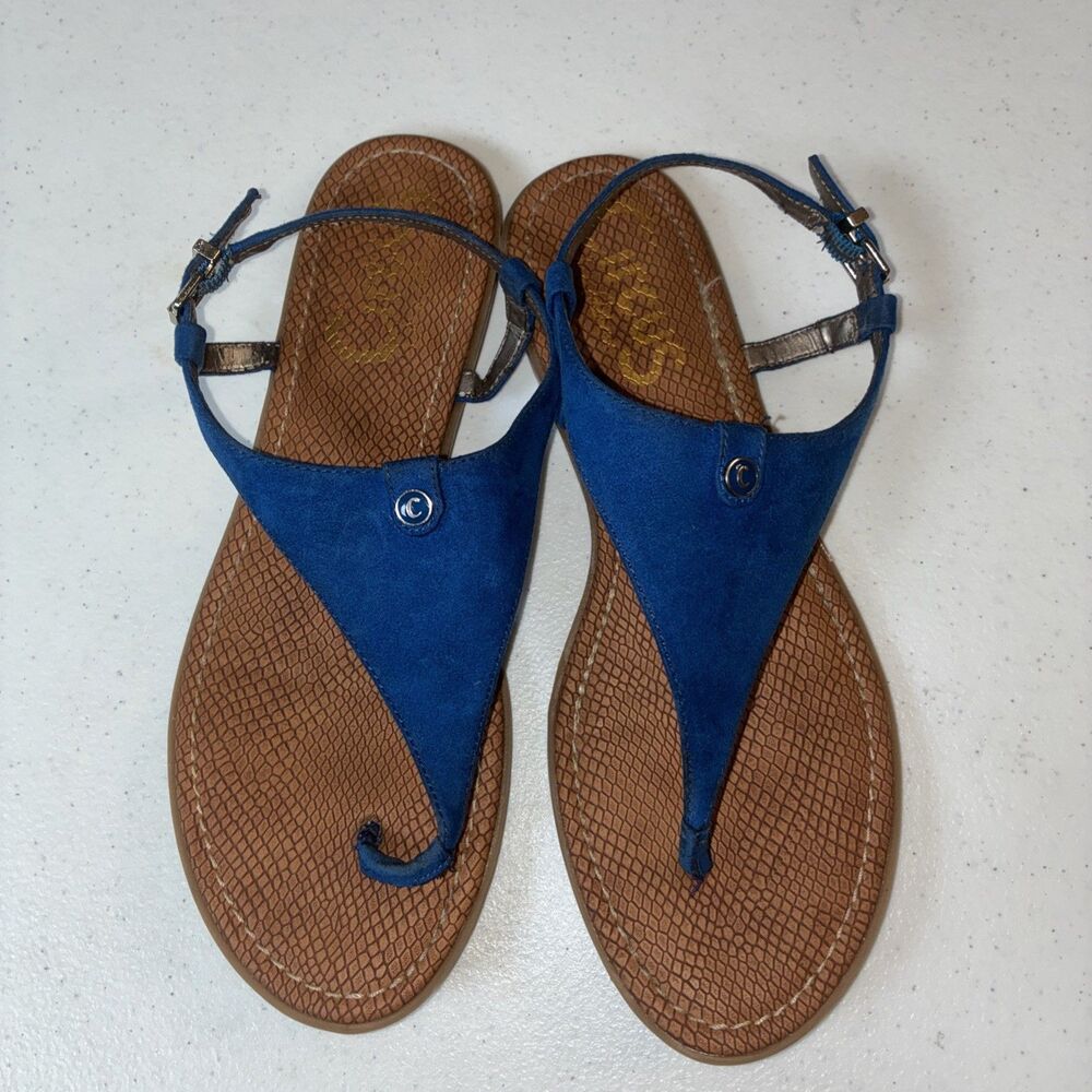 Circus By Sam Edelman Womens Carolina Blue Faux Suede Flat Sandals Size 9.5M - Picture 2 of 16